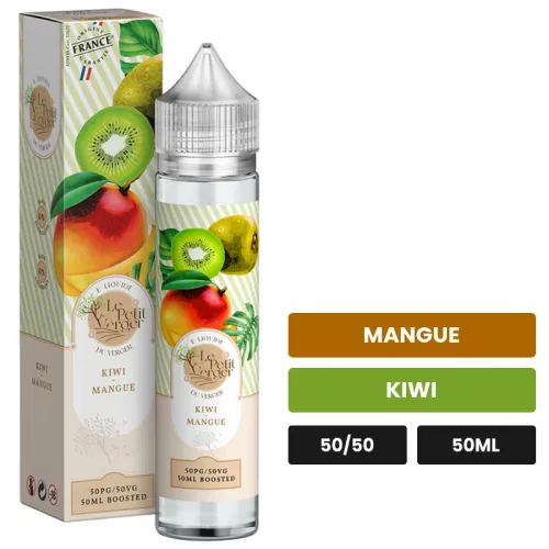 E-liquide Kiwi Mangue de Savourea, 50 ml, saveurs mangue et kiwi.