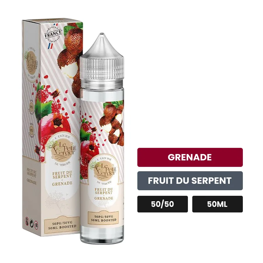 E-liquide Fruit Du Serpent Grenade de Savourea, 50 ml, saveurs grenade et fruit du serpent.