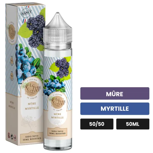 E-liquide Mure Myrtille de Savourea, 50 ml, saveurs mûre et myrtille.