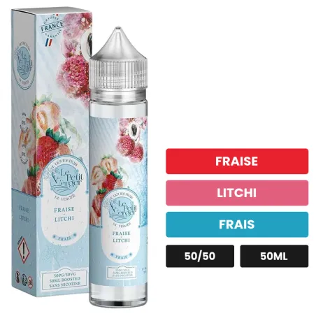 E-liquide Fraise Litchi de Savourea, 50 ml, saveurs fraise, litchi et frais.