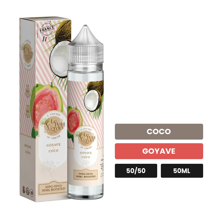 E-liquide Goyave Coco de Savourea, 50 ml, saveurs coco et goyave.