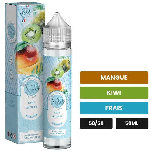 E-liquide Kiwi Mangue de Savourea, 50 ml, saveurs mangue, kiwi et frais.