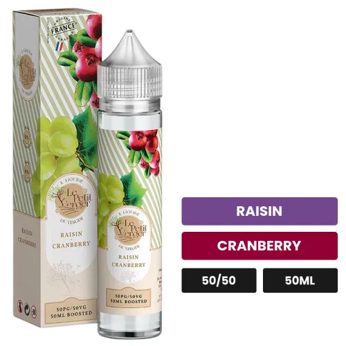 E-liquide Raisin Cranberry de Savourea, 50 ml, saveurs raisin et cranberry.
