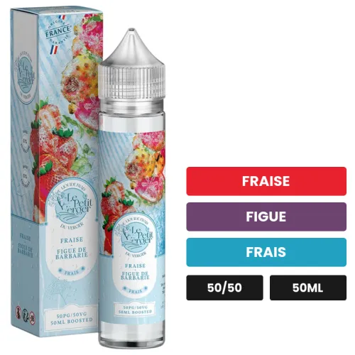E-liquide Fraise Figue De Barbarie de Savourea, 50 ml, saveurs fraise, figue et frais.