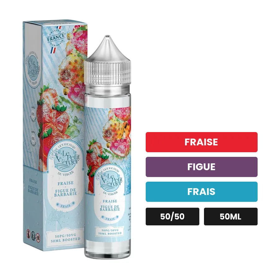 E-liquide Fraise Figue De Barbarie de Savourea, 50 ml, saveurs fraise, figue et frais.