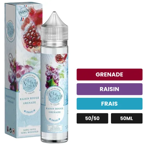 E-liquide Raisin Rouge Grenade de Savourea, 50 ml, saveurs grenade, raisin et frais.