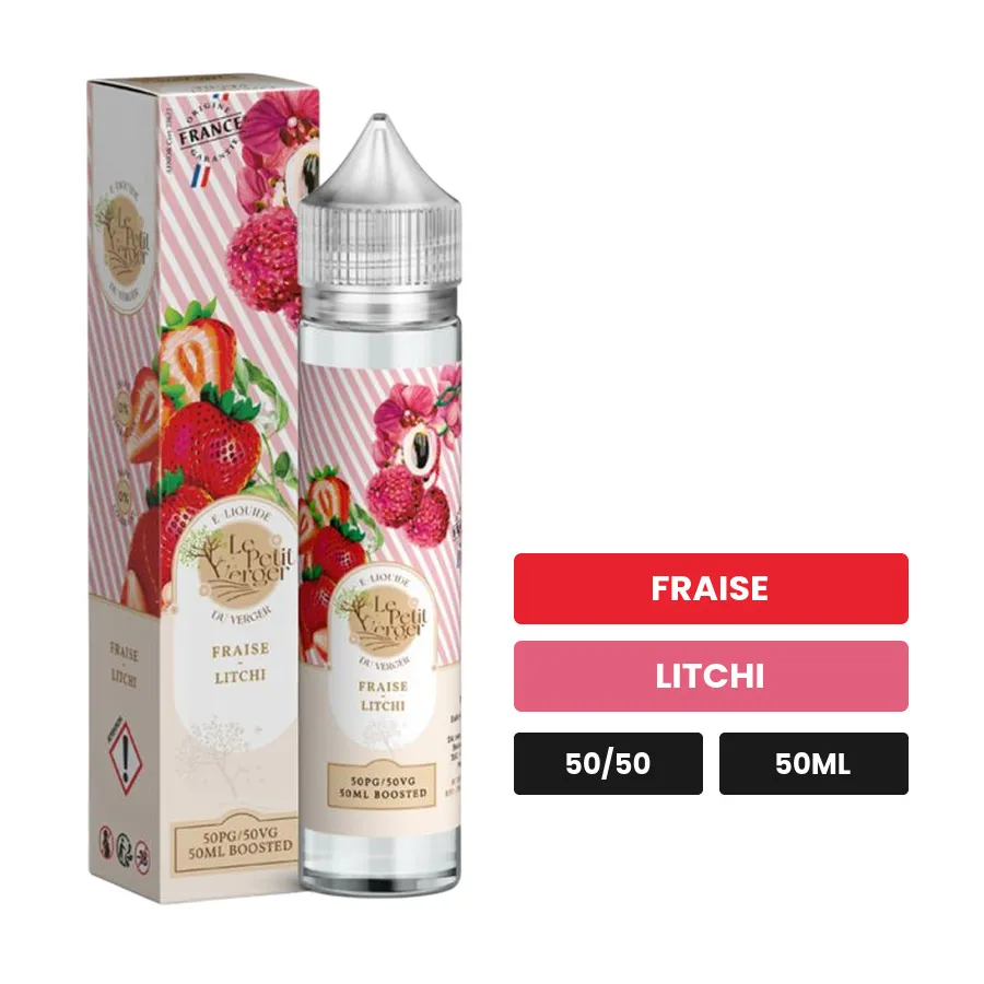 E-liquide Fraise Litchi de Savourea, 50 ml, saveurs fraise et litchi.