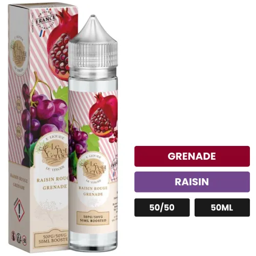 E-liquide Raisin Rouge Grenade de Savourea, 50 ml, saveurs grenade et raisin.