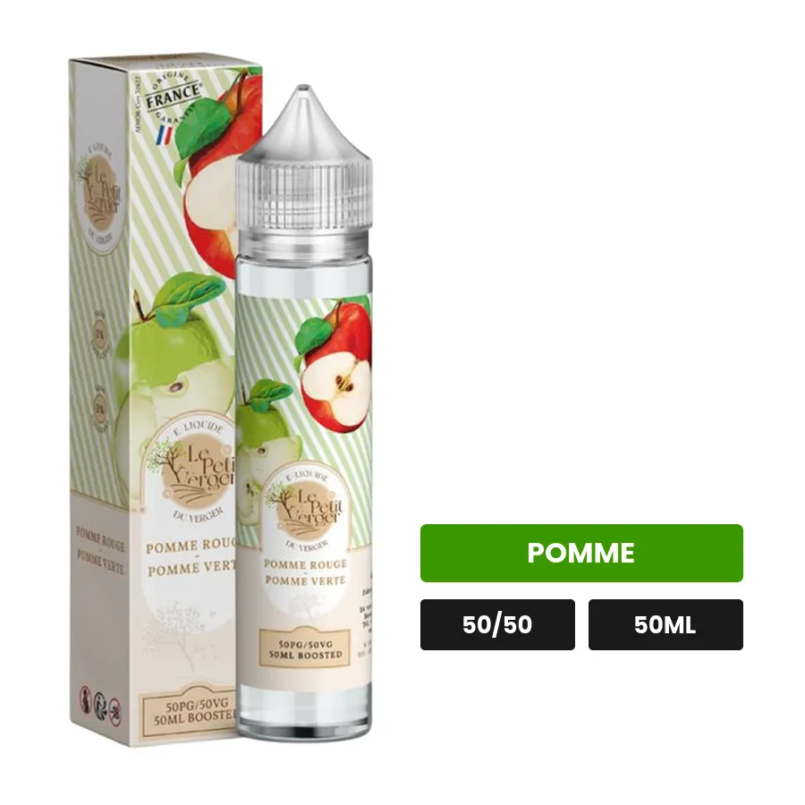 E-liquide Pomme Rouge Pomme Verte de Savourea, 50 ml, saveur pomme.