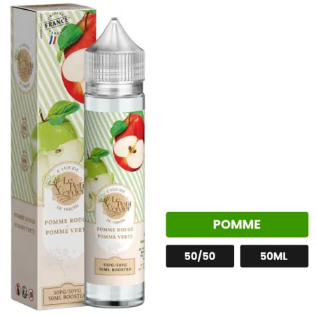 E-liquide Pomme Rouge Pomme Verte de Savourea, 50 ml, saveur pomme.