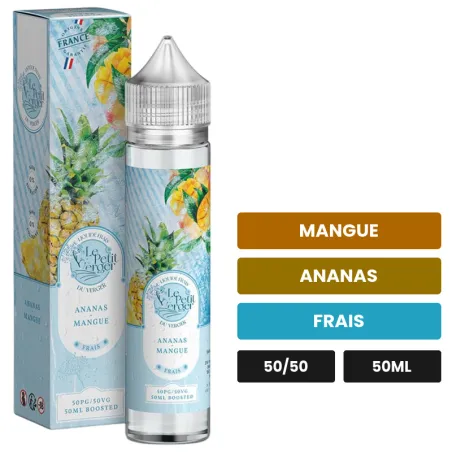 E-liquide Ananas Mangue de Savourea, 50 ml, saveurs mangue, ananas et frais.