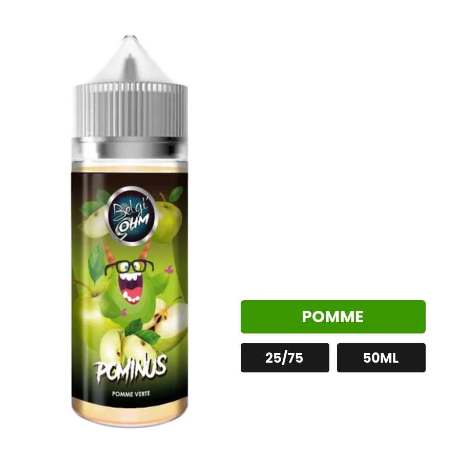 E-liquide Pominus de Belgi'ohm, 50 ml, saveur pomme.