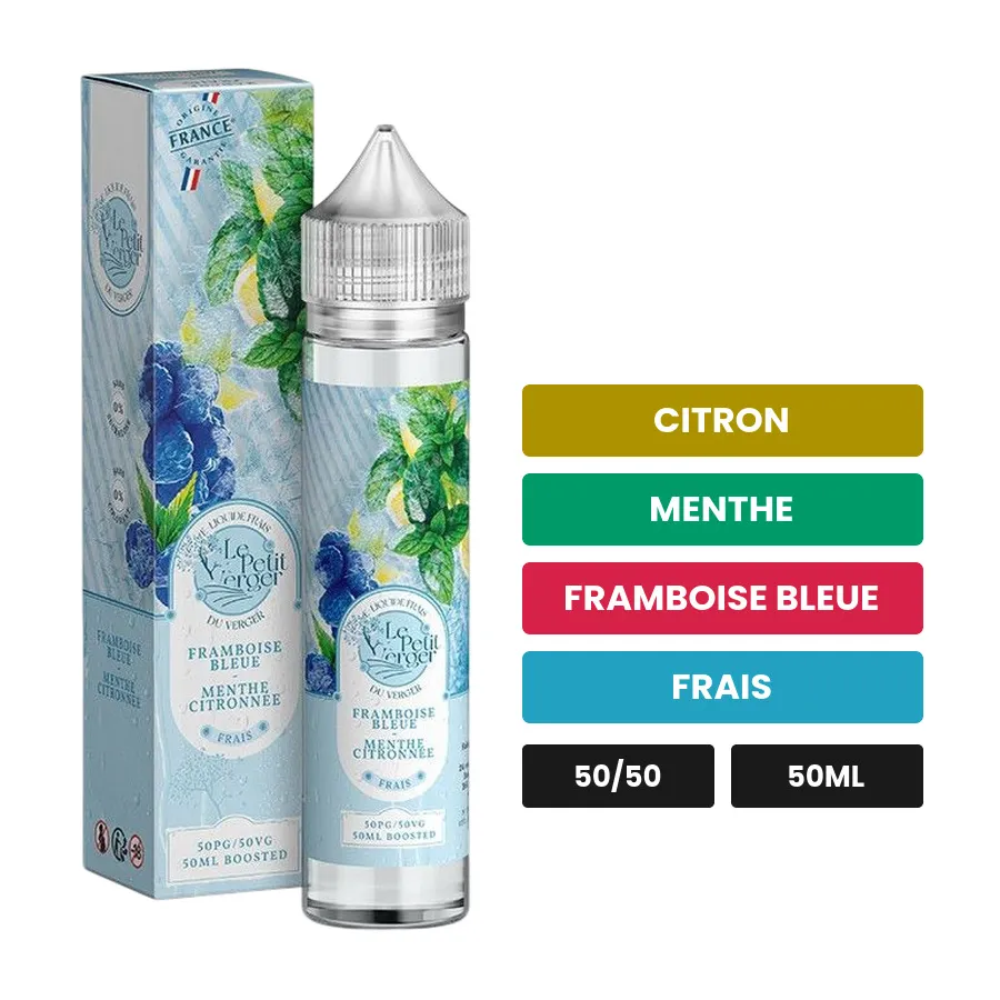 E-liquide Framboise Bleue Menthe Citronnée de Savourea, 50 ml, saveurs citron, menthe, framboise bleue et 1 autre.