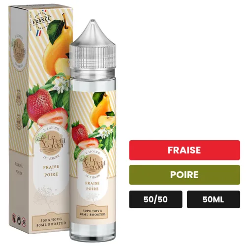 E-liquide Fraise Poire de Savourea, 50 ml, saveurs fraise et poire.
