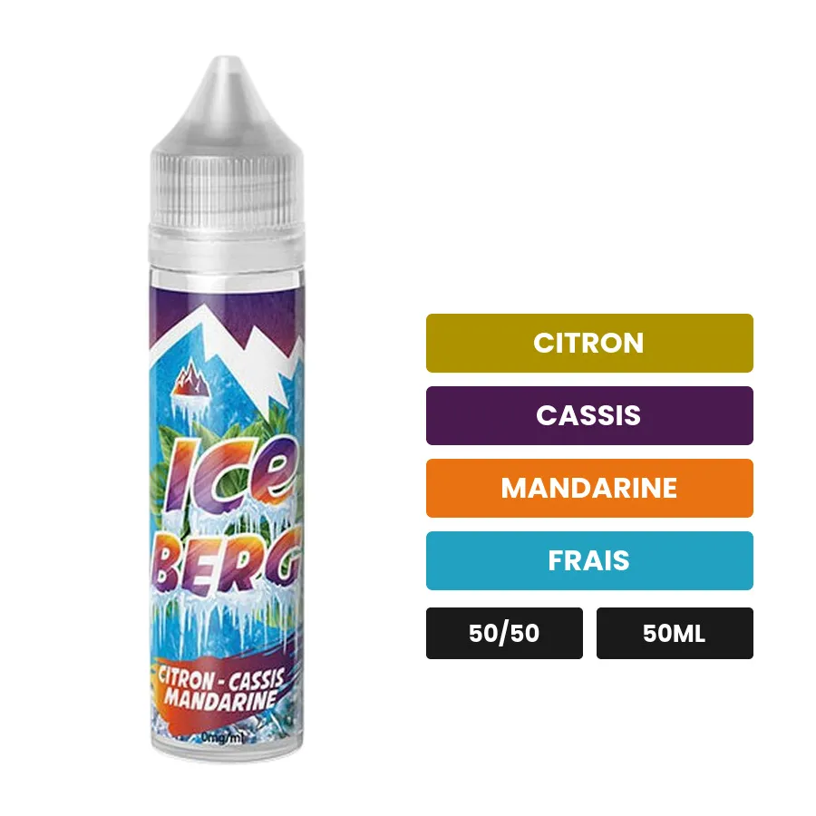 E-liquide Citron Cassis Mandarine Iceberg d'O'Jlab, 50 ml, saveurs citron, cassis, mandarine et 1 autre.