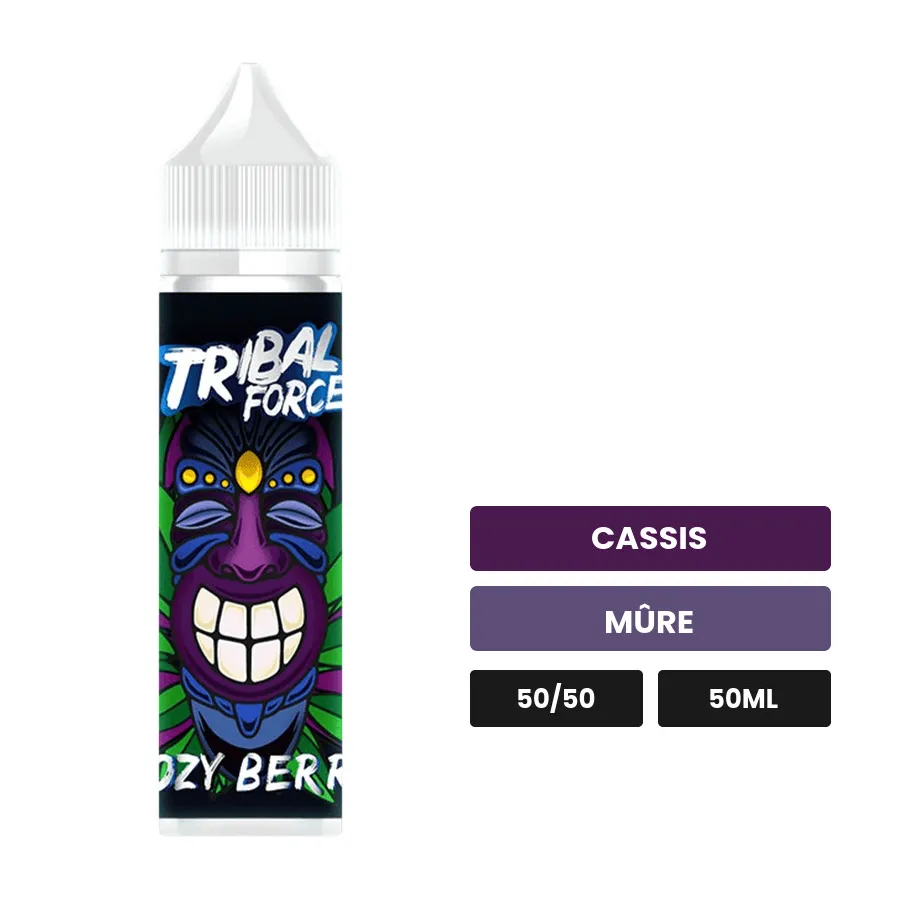 E-liquide Cozy Berrie de Tribal Force, 50 ml, saveurs cassis et mûre.