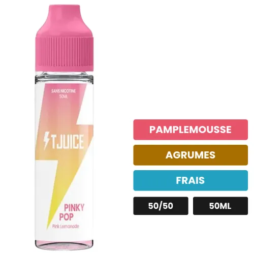 E-liquide Pinky Pop de T-Juice, 50 ml, saveurs pamplemousse, agrumes et frais.