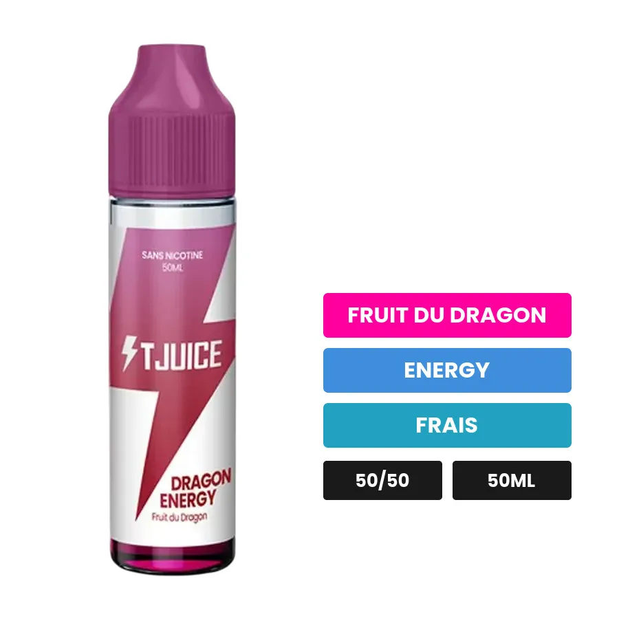E-liquide Dragon Energy de T-Juice, 50 ml, saveurs fruit du dragon, energy et frais.