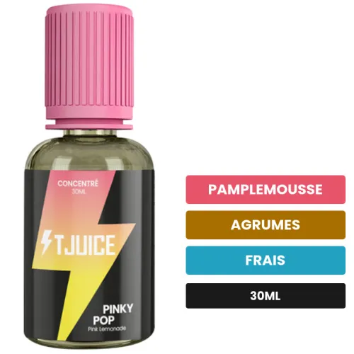 Arome concentre Pinky Pop de T-Juice, 30 ml, saveurs pamplemousse, agrumes et frais.