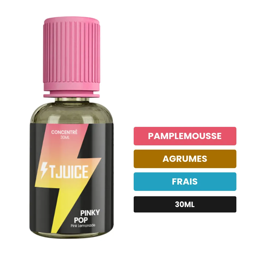 Arome concentre Pinky Pop de T-Juice, 30 ml, saveurs pamplemousse, agrumes et frais.