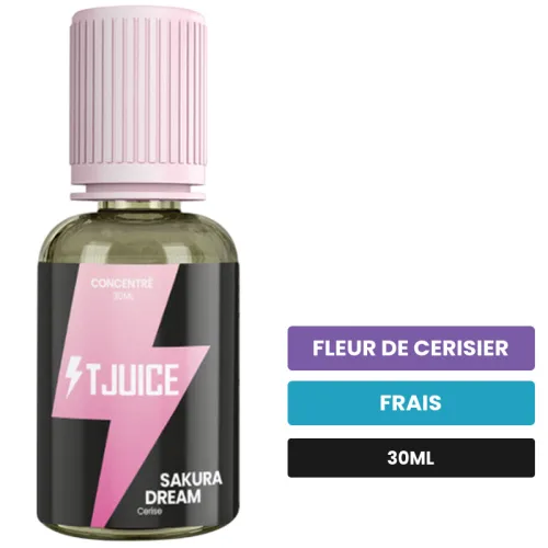 Arome concentre Sakura Dream de T-Juice, 30 ml, saveurs fleur de cerisier et frais.