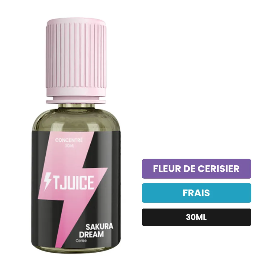 Arome concentre Sakura Dream de T-Juice, 30 ml, saveurs fleur de cerisier et frais.