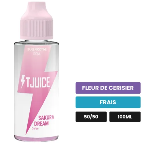 E-liquide Sakura Dream de T-Juice, 100 ml, saveurs fleur de cerisier et frais.