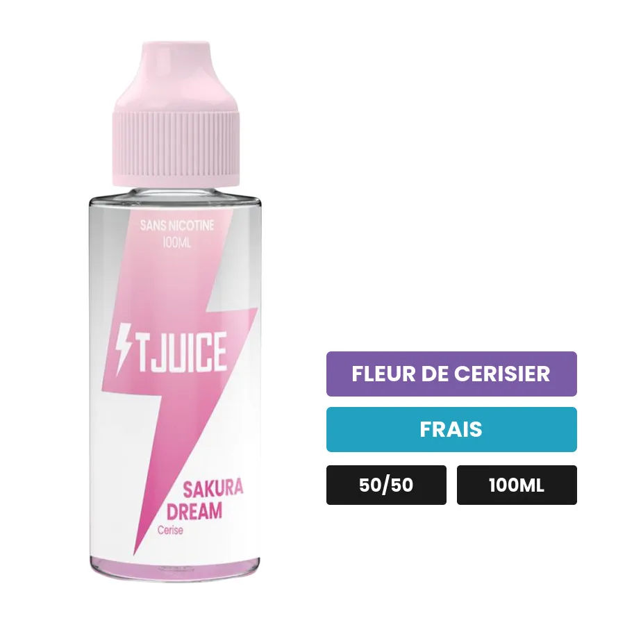 E-liquide Sakura Dream de T-Juice, 100 ml, saveurs fleur de cerisier et frais.