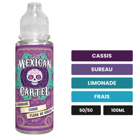 E-liquide Limonade Cassis Fleur de Sureau de Mexican Cartel, 100 ml, saveurs cassis, sureau, limonade et 1 autre.