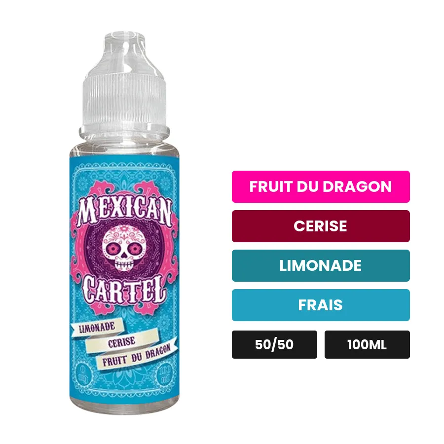 E-liquide Limonade cerise fruit du dragon de Mexican Cartel, 100 ml, saveurs fruit du dragon, cerise, limonade et 1 autre.