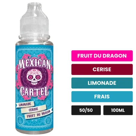 E-liquide Limonade cerise fruit du dragon de Mexican Cartel, 100 ml, saveurs fruit du dragon, cerise, limonade et 1 autre.