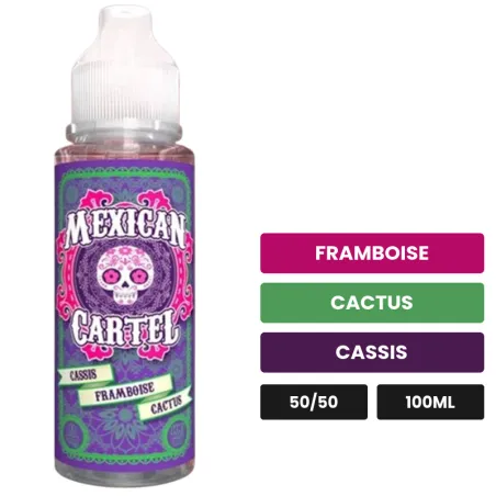 E-liquide Cassis Framboise Cactus de Mexican Cartel, 100 ml, saveurs framboise, cactus et cassis.