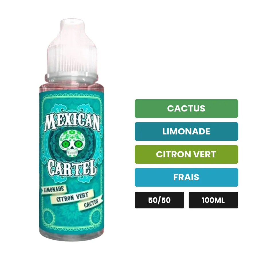 E-liquide Limonade Citron Vert Cactus de Mexican Cartel, 100 ml, saveurs cactus, limonade, citron vert et 1 autre.