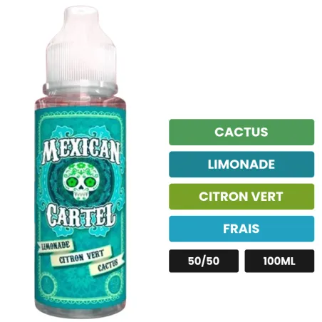 E-liquide Limonade Citron Vert Cactus de Mexican Cartel, 100 ml, saveurs cactus, limonade, citron vert et 1 autre.