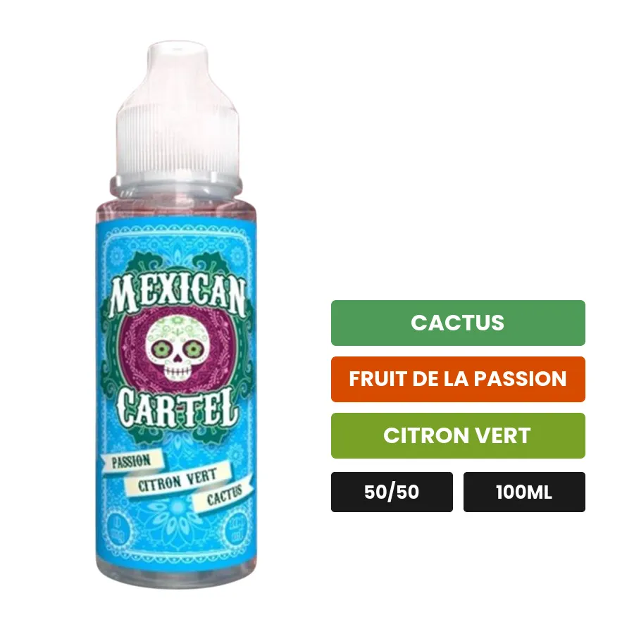 E-liquide Passion Citron Vert Cactus de Mexican Cartel, 100 ml, saveurs cactus, fruit de la passion et citron vert.