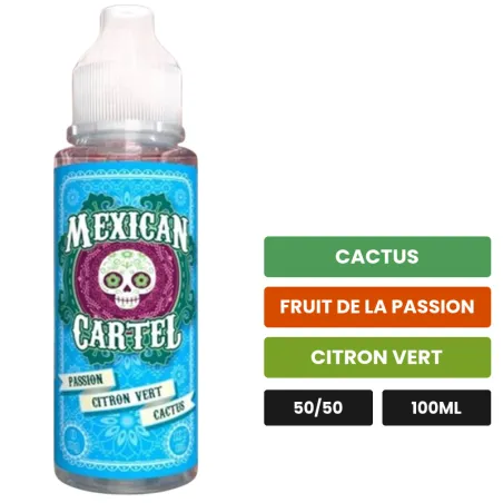 E-liquide Passion Citron Vert Cactus de Mexican Cartel, 100 ml, saveurs cactus, fruit de la passion et citron vert.