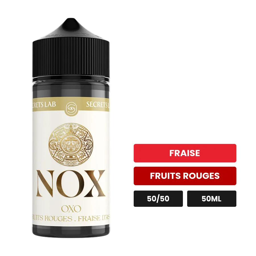 E-liquide Oxo de Secret's Lab, 50 ml, saveurs fraise et fruits rouges.