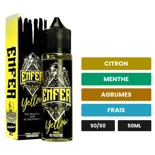 E-liquide Yellow de Vape 47, 50 ml, saveurs citron, menthe, agrumes et 1 autre.