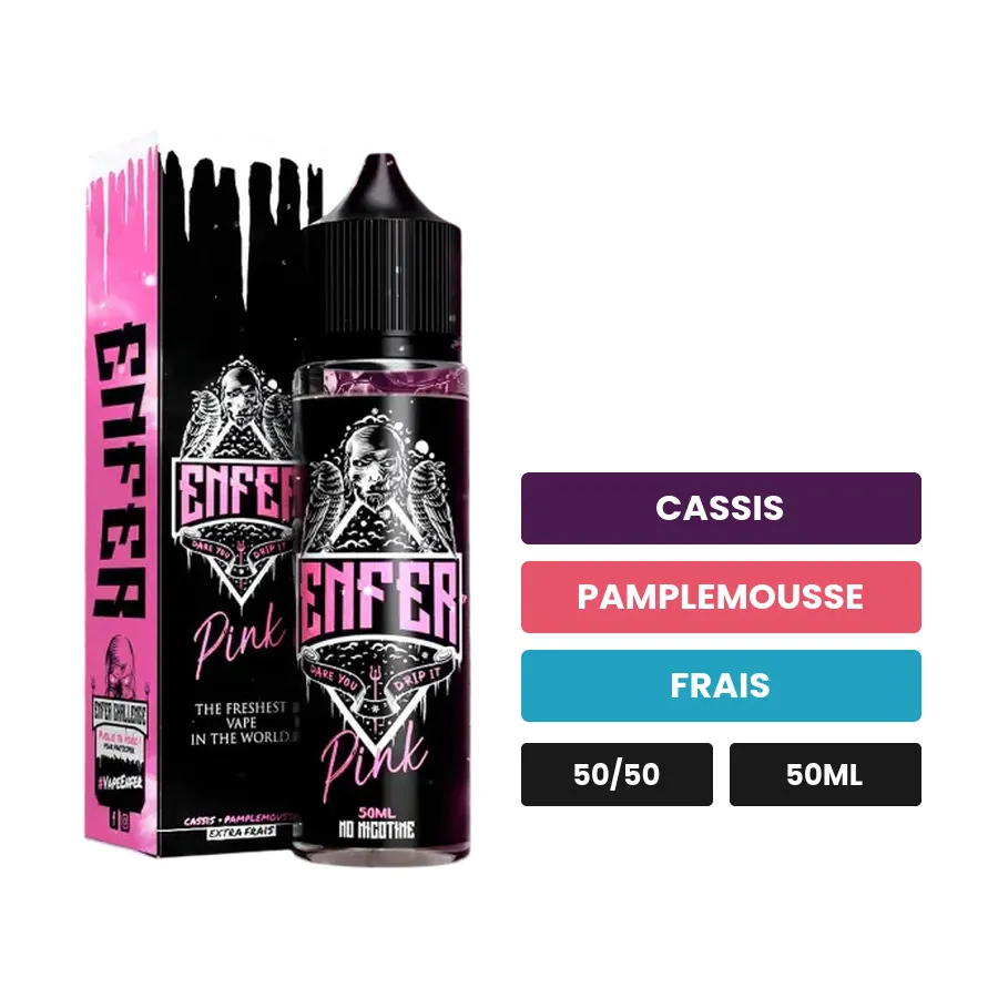 E-liquide Pink de Vape 47, 50 ml, saveurs cassis, pamplemousse et frais.
