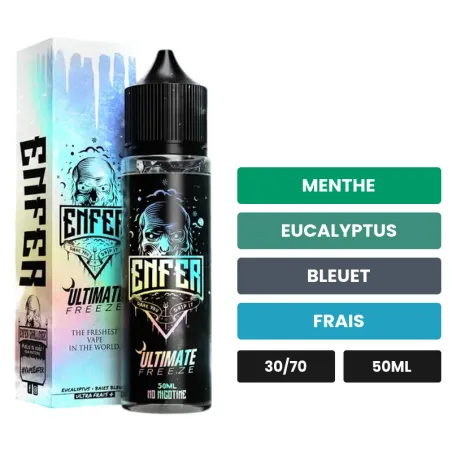 E-liquide Ultimate Freeze de Vape 47, 50 ml, saveurs menthe, eucalyptus, bleuet et 1 autre.