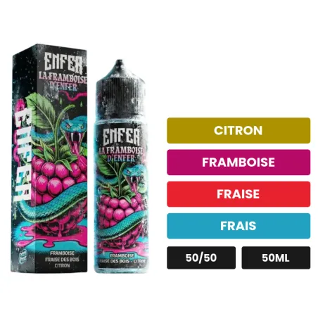 E-liquide La Framboise de Vape 47, 50 ml, saveurs citron, framboise, fraise et 1 autre.