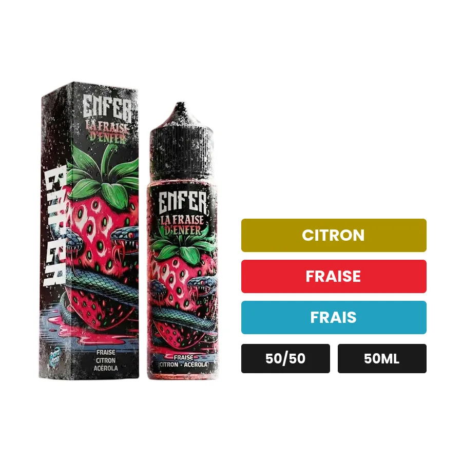 E-liquide La Fraise de Vape 47, 50 ml, saveurs citron, fraise et frais.