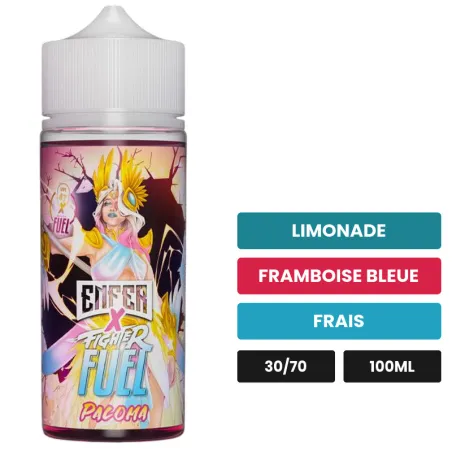 E-liquide Paloma de Maison Fuel, 100 ml, saveurs limonade, framboise bleue et frais.