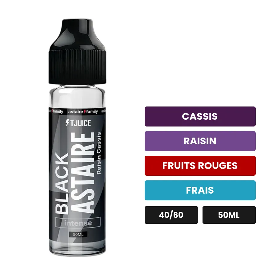 E-liquide Black Astaire de T-Juice, 50 ml, saveurs cassis, raisin, fruits rouges et 1 autre.
