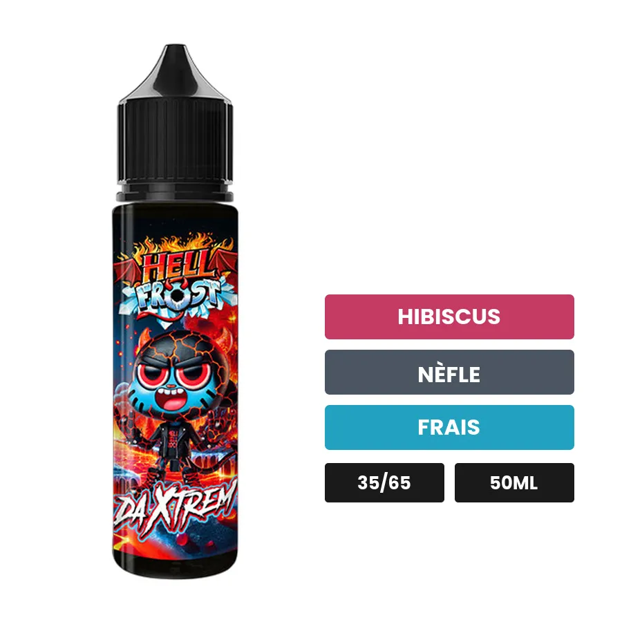 E-liquide Da Xtrem de Knoks, 50 ml, saveurs hibiscus, nèfle et frais.
