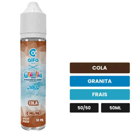 E-liquide Cola d'Alfaliquid, 50 ml, saveurs cola, granita et frais.