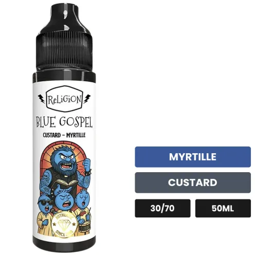 E-liquide Blue Gospel de Religion Juice, 50 ml, saveurs myrtille et custard.