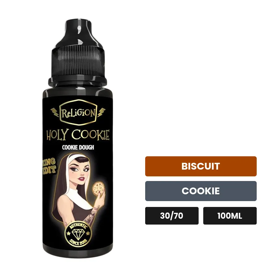 E-liquide Holy Cookie de Religion Juice, 100 ml, saveurs biscuit et cookie.