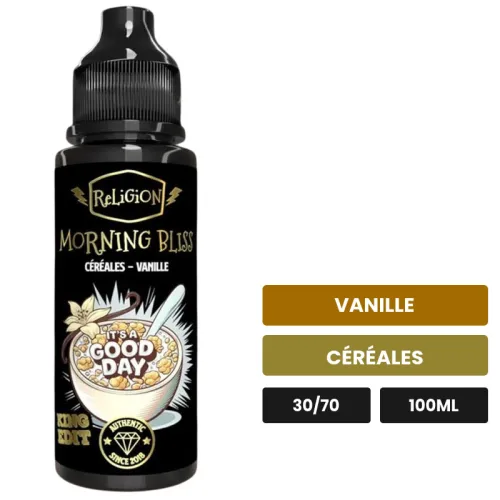 E-liquide Morning Bliss de Religion Juice, 100 ml, saveurs vanille et céréales.