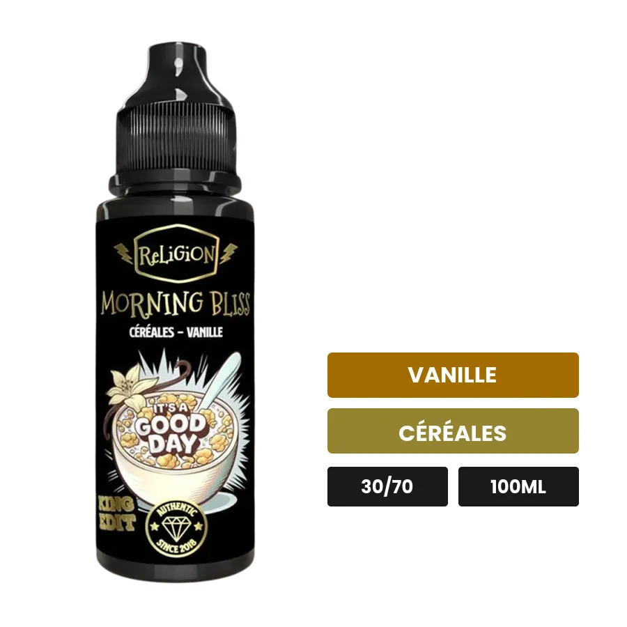E-liquide Morning Bliss de Religion Juice, 100 ml, saveurs vanille et céréales.